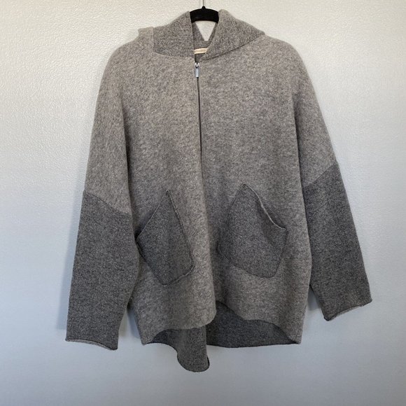 EXCELLENT Soft Surrounding Mercado Jacket Wool Full Zip Hooded Oversized OS S/M - Picture 2 of 7
